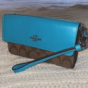Coach Teal Signature Coach Wristlet